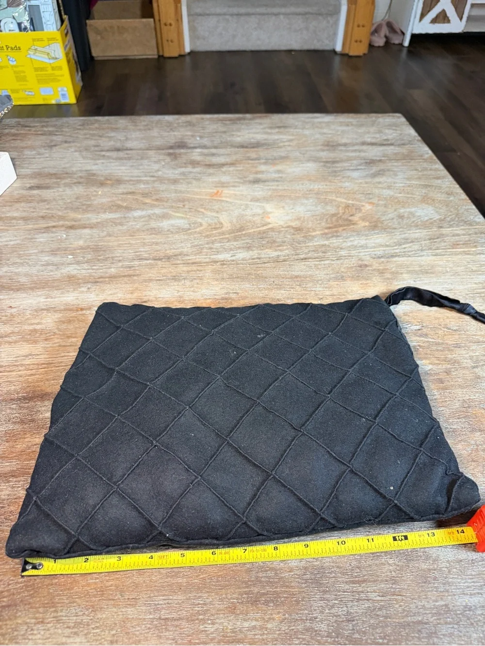 Vintage Black Quilted Satin Clutch Evening Bag Zipper Pocket Soft Pouch Purse